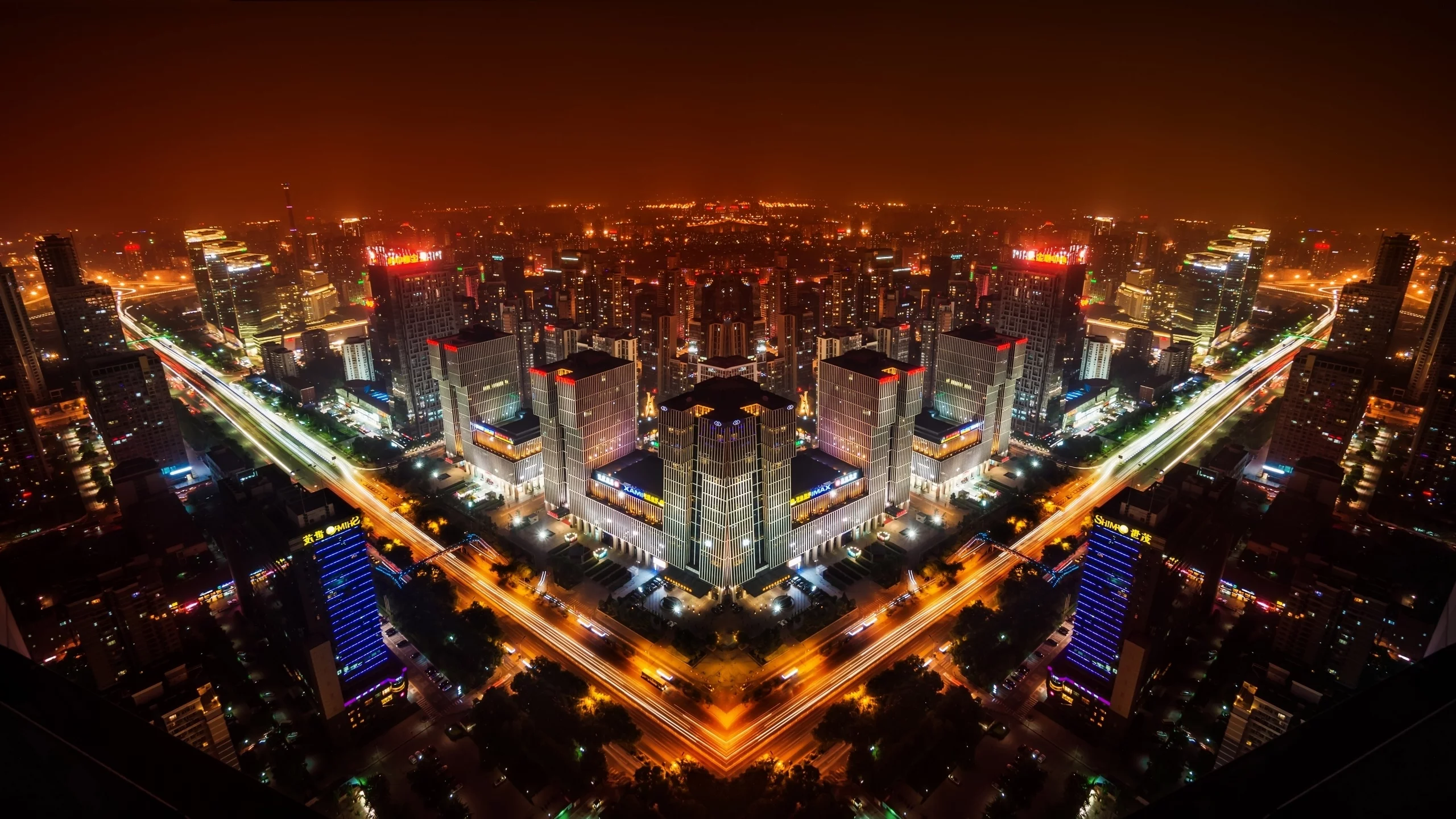 china, китай, ночной город, панорама, beijing, пекин