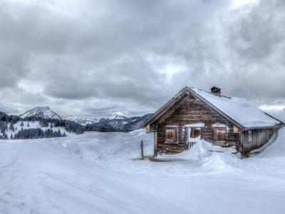 дом, холод, mountains, cold, горы, снег, изба, hut, зима, snow, winter
