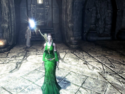 the elders scrolls v, skyrim, женщина, в платье, зелёное