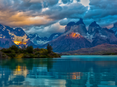 горы, озеро, пейзаж, облака, аргентина, природа, patagonia