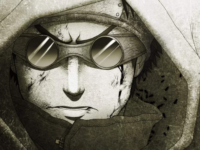 капюшон, рисунок, парень, naruto , linnyxito, aburame shino, очки