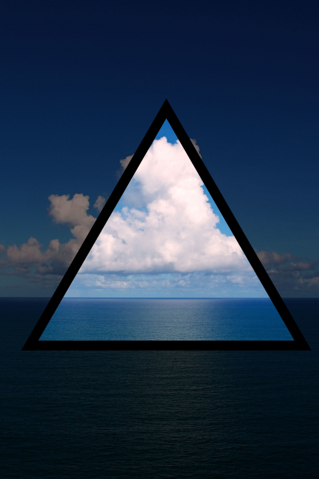 небо, вода, облака, треугольник, море, океан