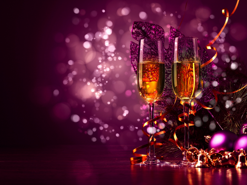 2014, праздник, бокалы, шапманское, обои, новый год, new year