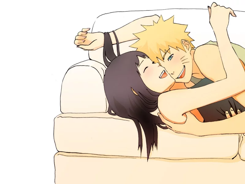 аниме, девушка, наруто, naruto, парень, счастье, диван