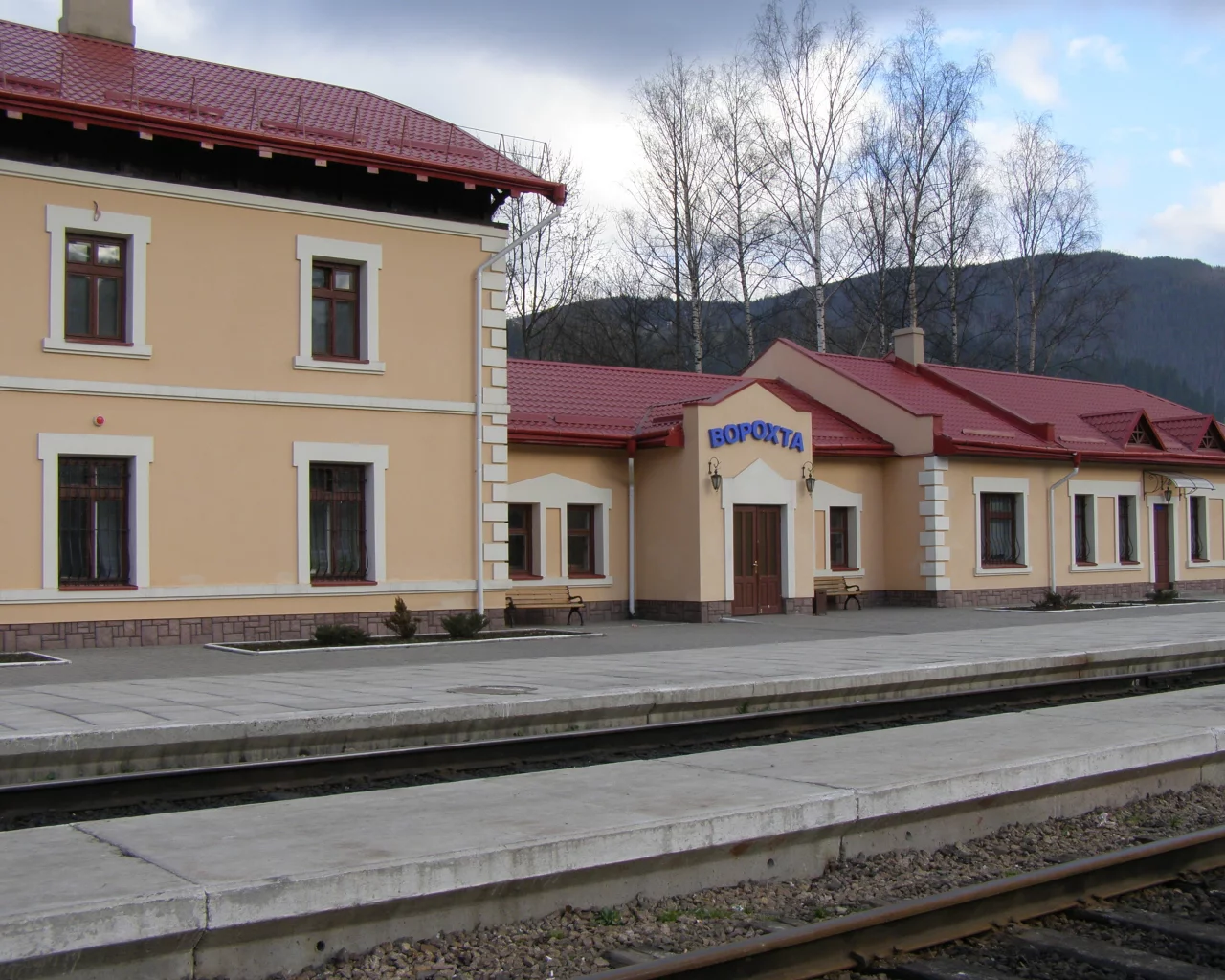 карпаты, апрель, ворохта, железная, дорога, вокзал