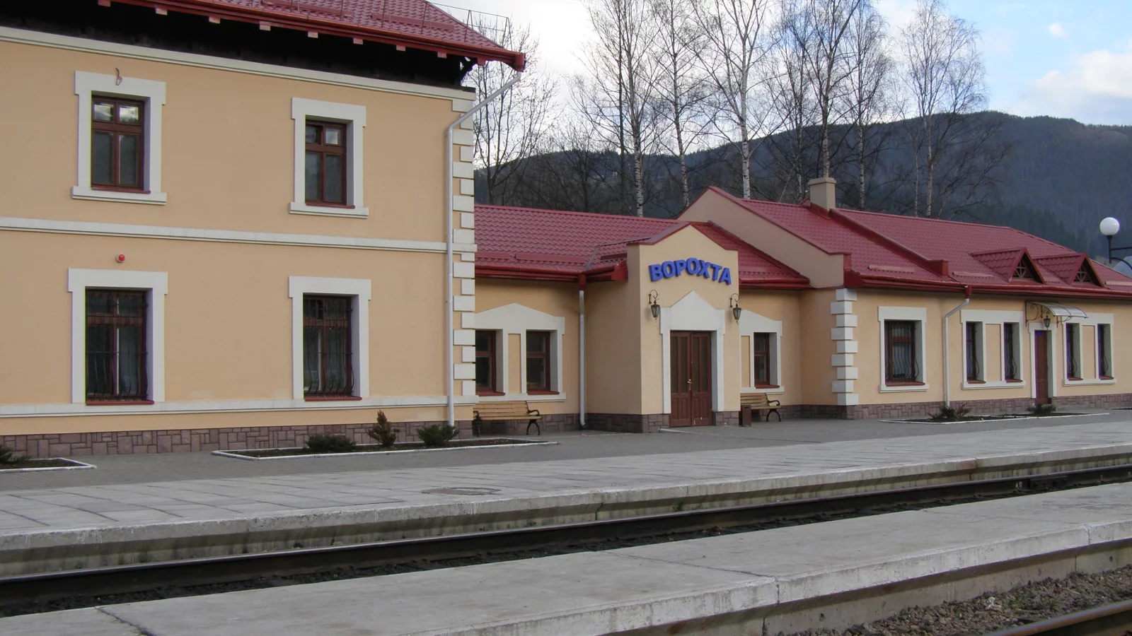 карпаты, апрель, ворохта, железная, дорога, вокзал