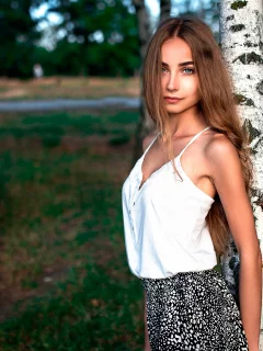 шатенка, лето, девушка, лес, юбка