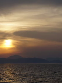 природа, горы, море, океан, закат, рассвет, облака