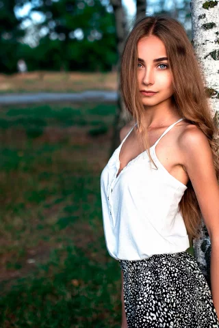 шатенка, лето, девушка, лес, юбка