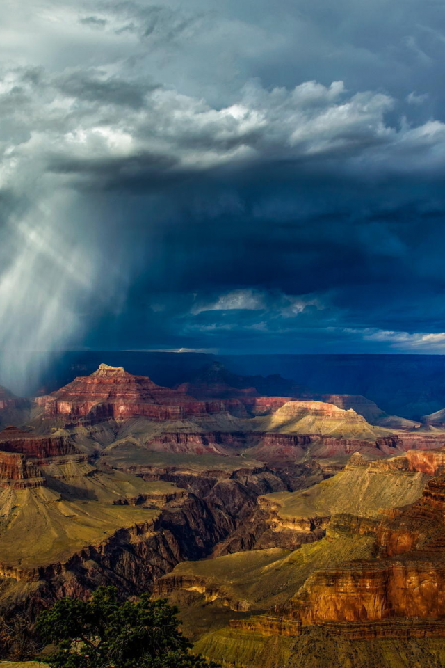 природа, каньон, небо, облака, скалы, дождь, тучи