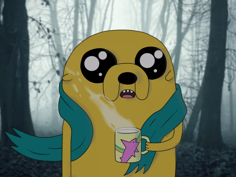 джейк, время приключений, мультсериал, собака, кофе, лес, adventure, time, dog