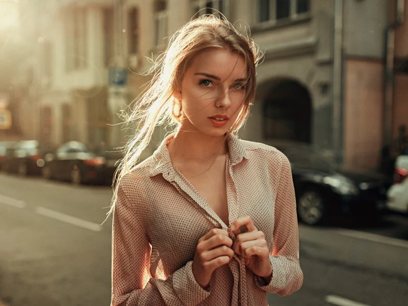 блондинка, лето, город, рубашка, девушка, фигура, милая, красивая, сексуальная, симпатичная, секси, стройная, модель, няшка, взгляд