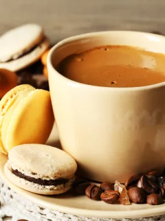 чашка, dessert, десерт, печенье, кофе, almond, macaron, макарун