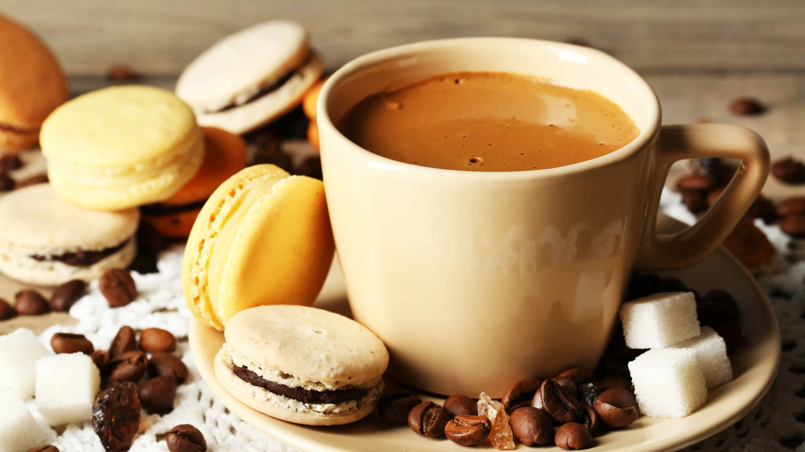 чашка, dessert, десерт, печенье, кофе, almond, macaron, макарун