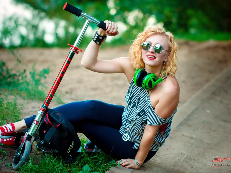 девушка, лето, природа, город, спорт