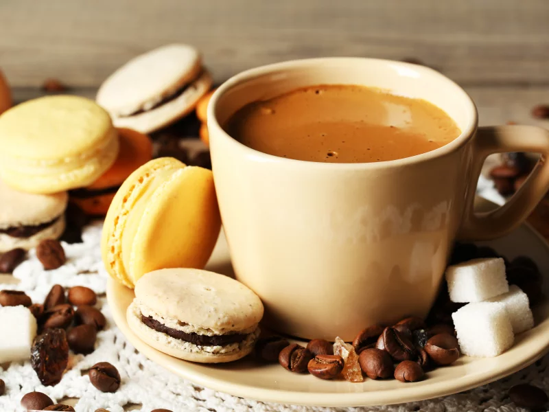 чашка, dessert, десерт, печенье, кофе, almond, macaron, макарун