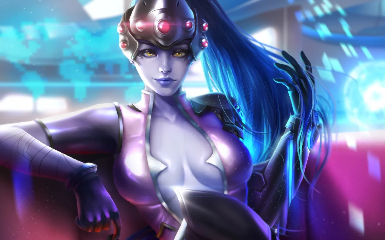 девушка, шлем, сидя, overwatch, очки