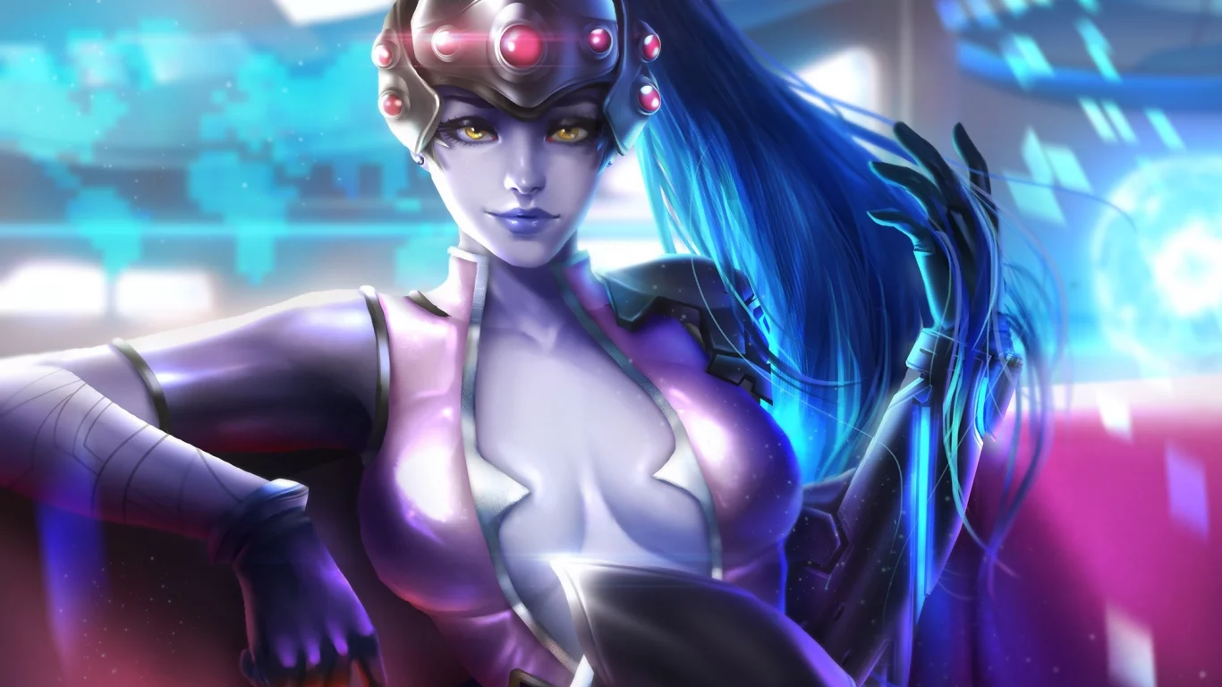 девушка, шлем, сидя, overwatch, очки
