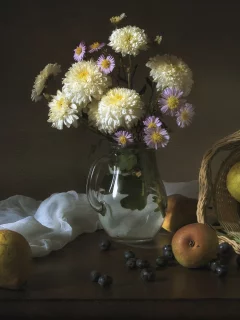 астры, груши, виноград, хризантемы
