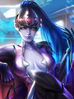 девушка, шлем, сидя, overwatch, очки