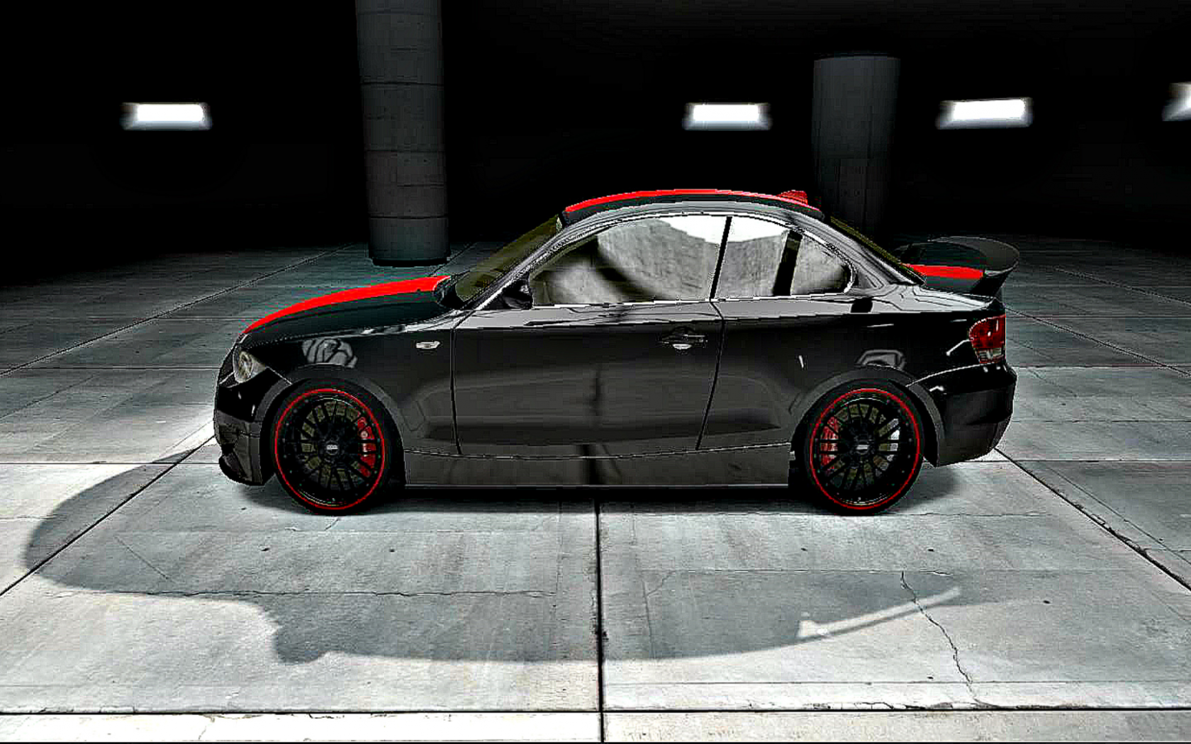 shift 2 unleashed, bmw 135i, тюнинг, чёрный, гараж