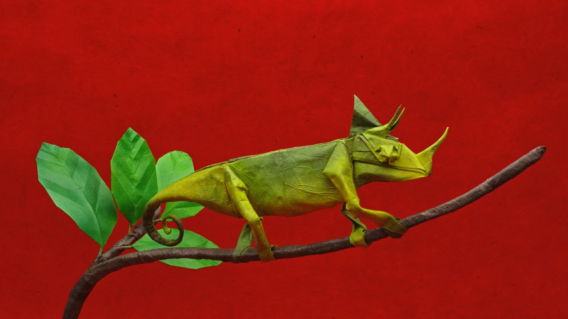 хамелеон, hameleon, оригами, бумага