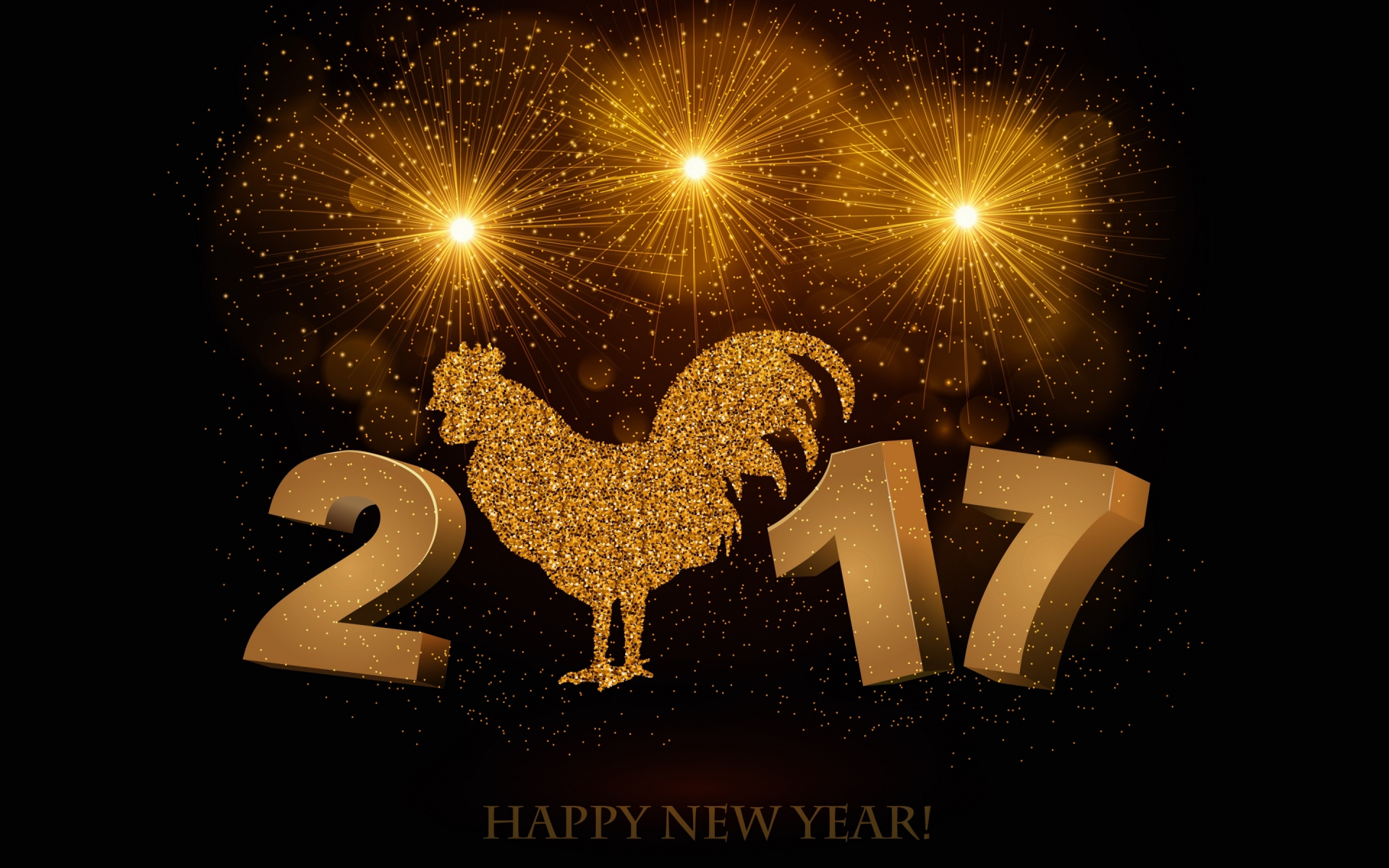 символ, птица, черный фон, 2017, новый год