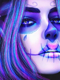 цветок, лицо, sugar skull, череп, девушка, макияж