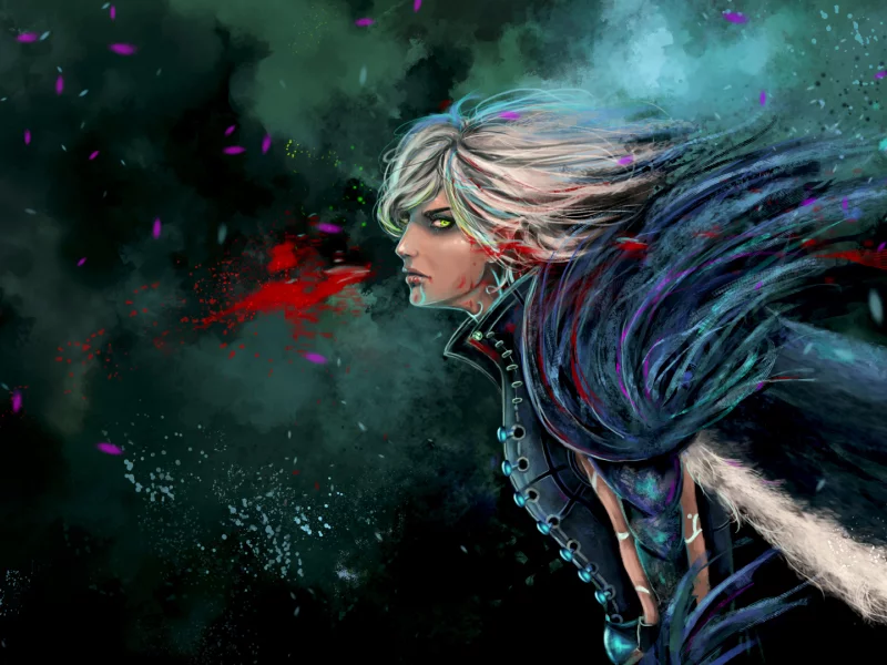 перья, dragon age, арт, абстракция, парень, fenris, rinacane, эльф