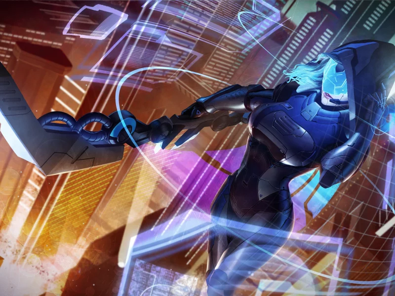 лук, league of legends, фантастика, маска, ночь, визор, лучник, город, капюшон, арт