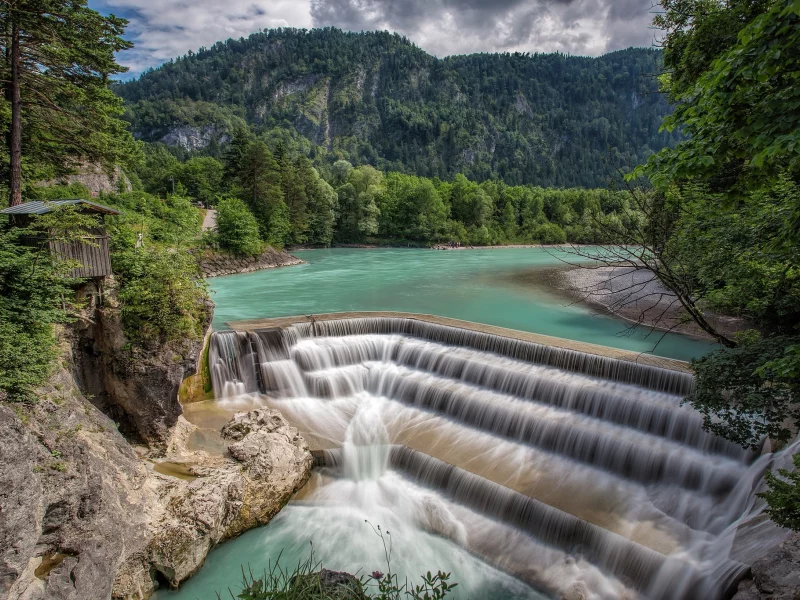 водопад, озеро