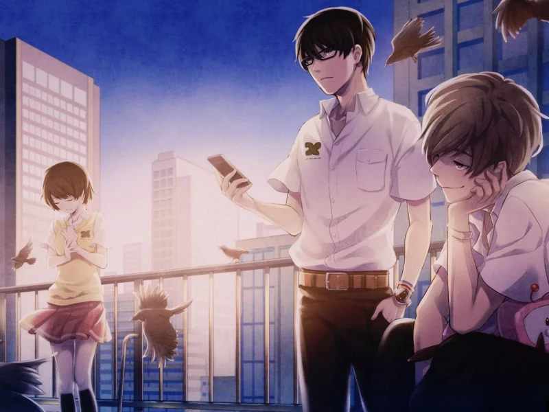zankyou no terror, арт, террор в токио, эхо террора, парни, девушка, аниме