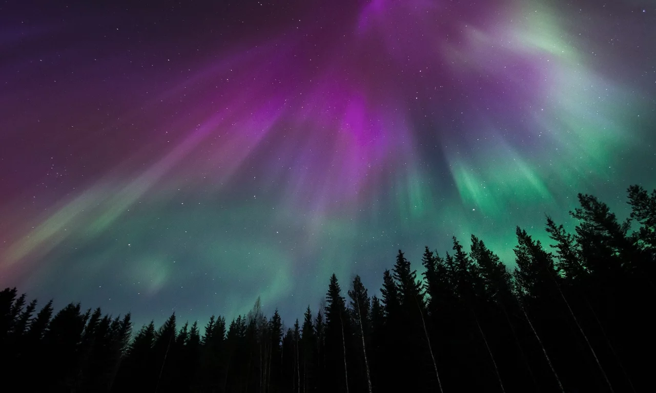 северное сияние, ночь