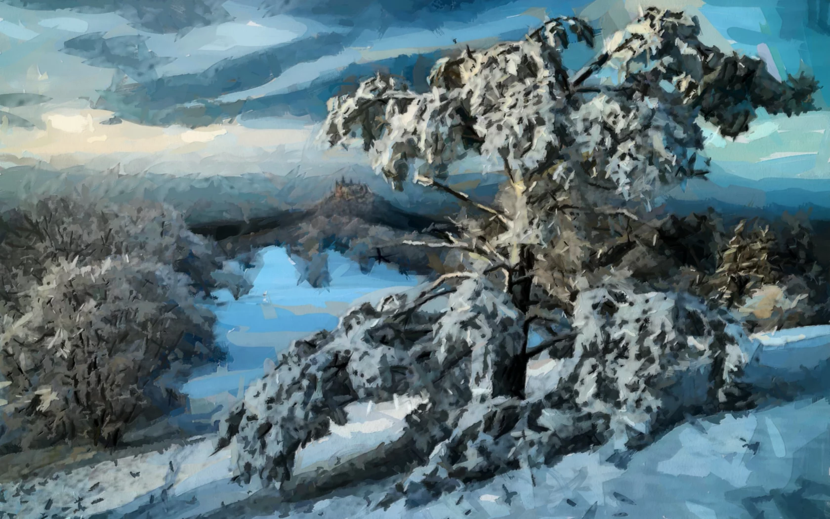 деревья, лес, снег, пейзаж, зима