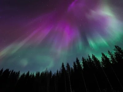 северное сияние, ночь