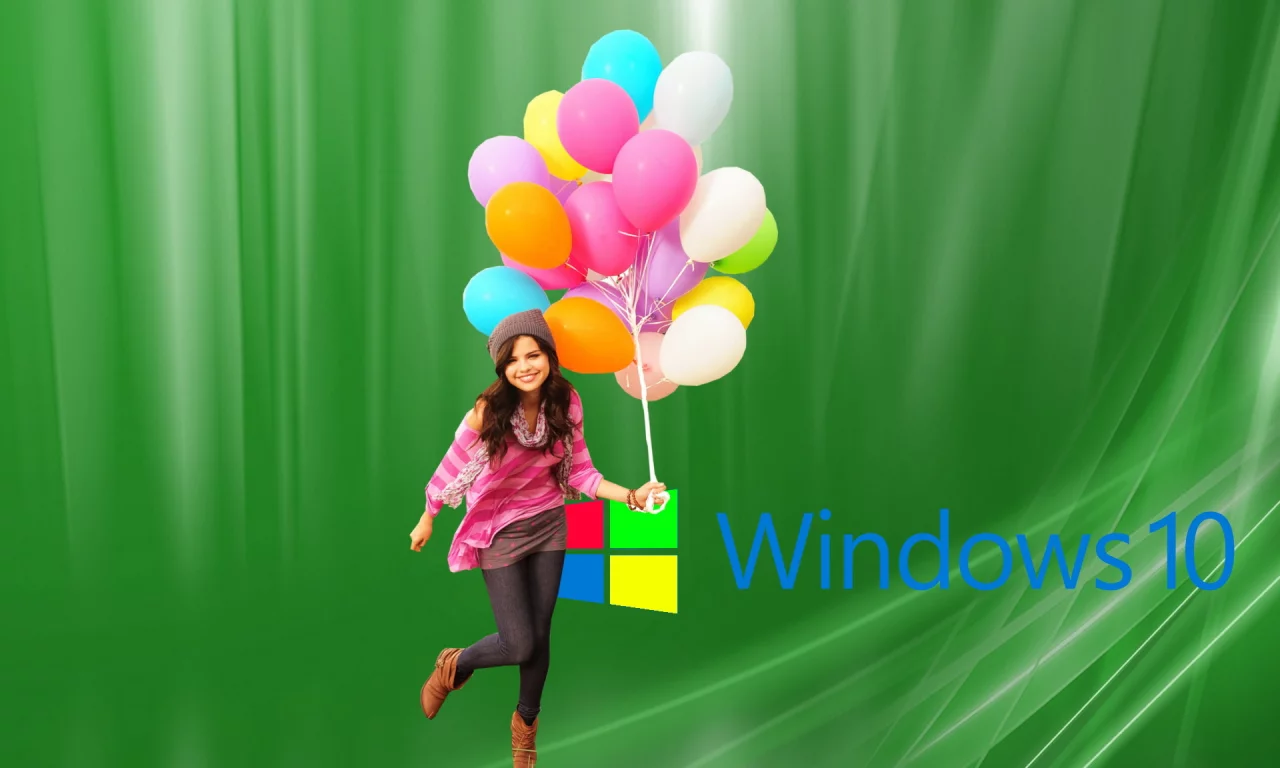 девушка, шари, windows, фон