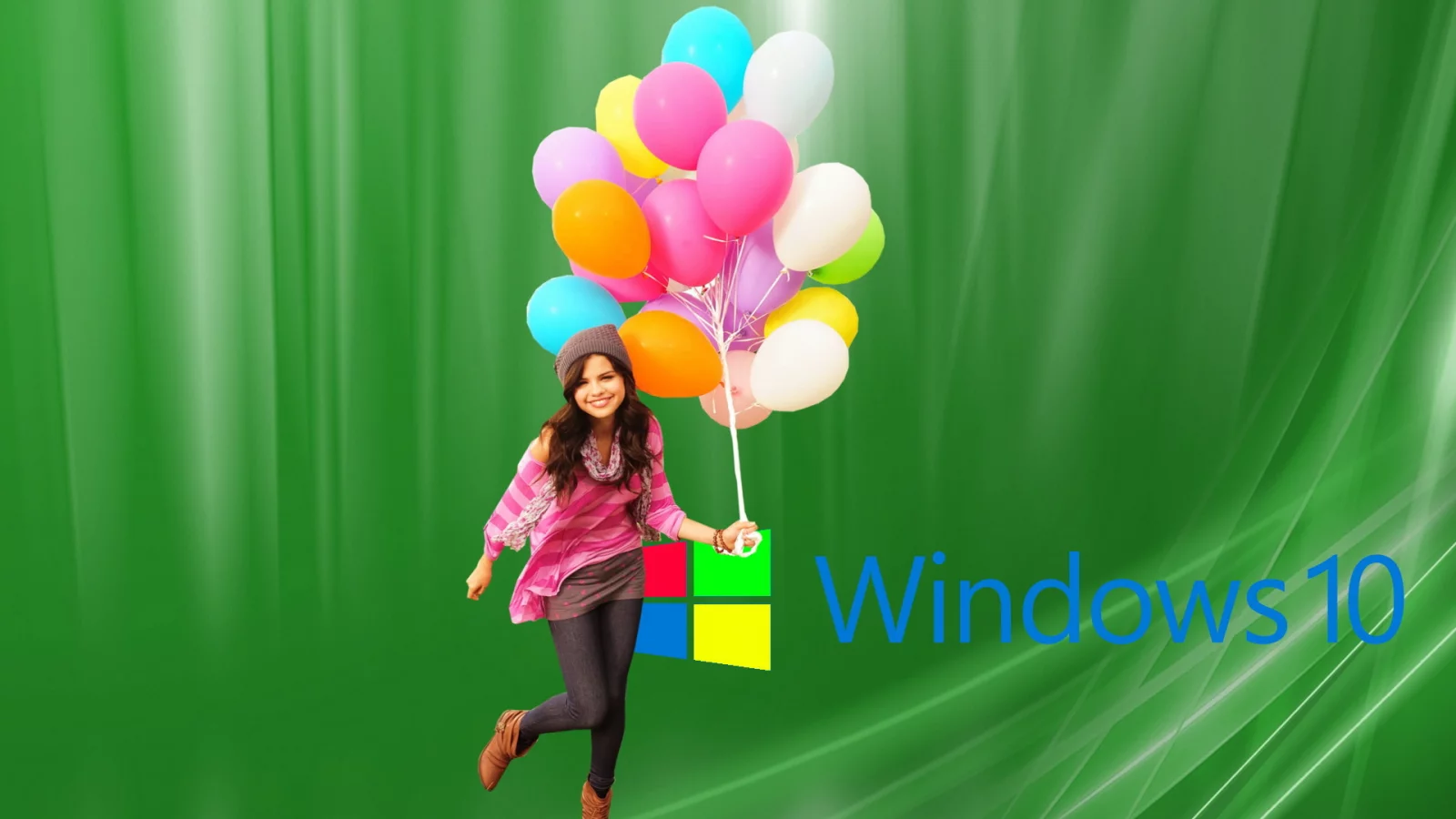 девушка, шари, windows, фон