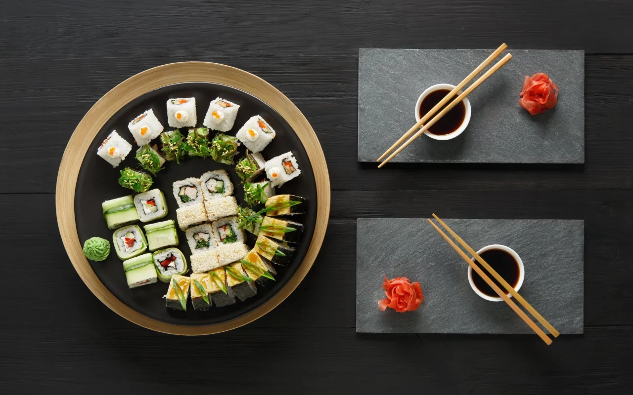 суши, sushi, роллы, вассаби, соус, имбирь, set, japanese food, палочки