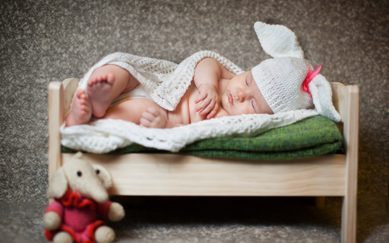 сон, младенец, одеяло, малыш, шапочка, ребёнок, кроватка