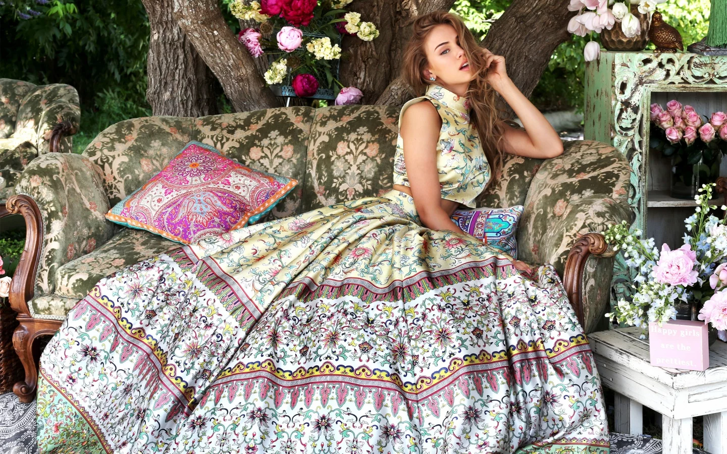 модель, блузка, style, девушка, юбка, волосы, fashion, мода, цветы, стиль