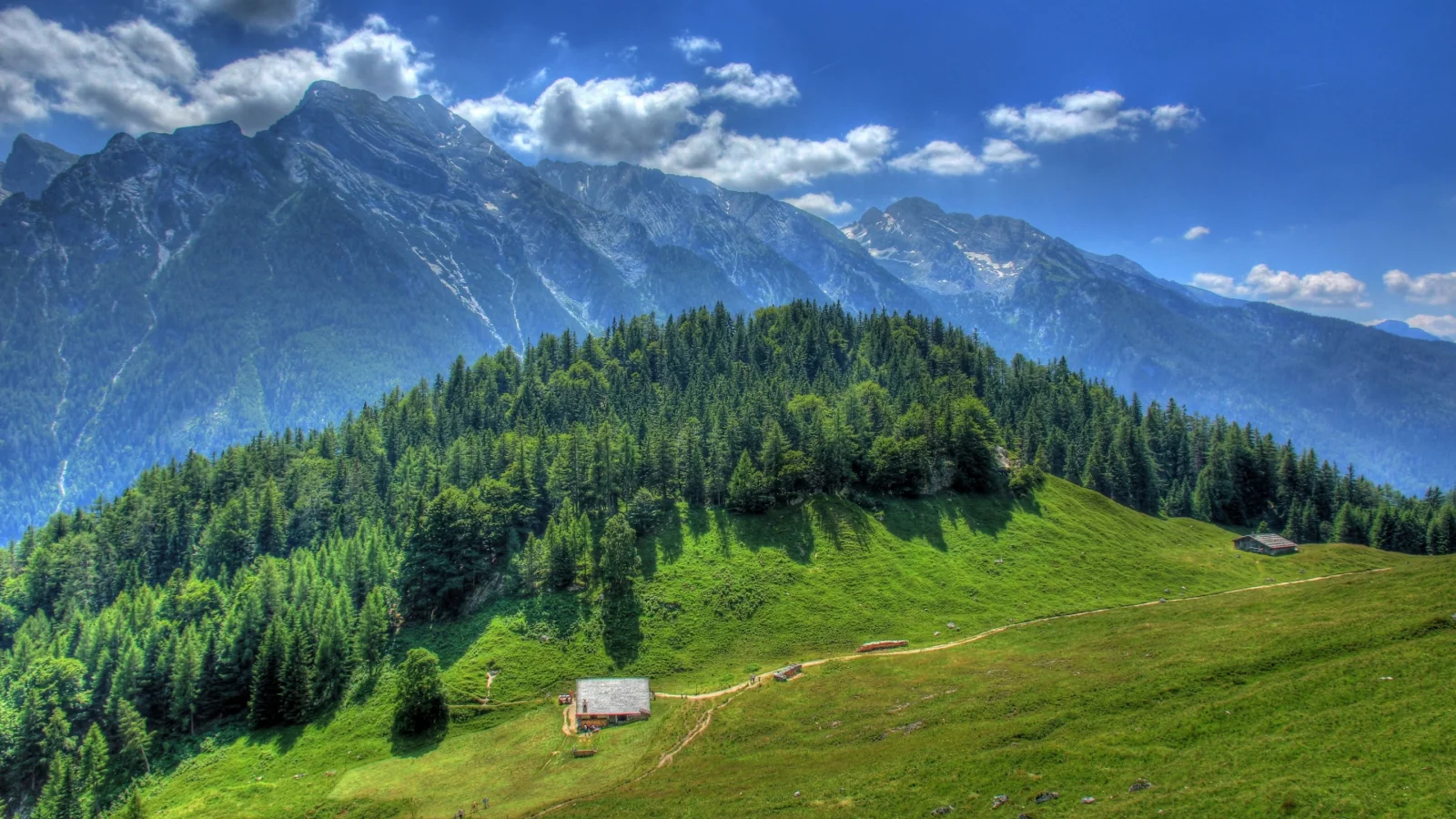 деревья, ермания, вид сверху, горы, небо, солнце