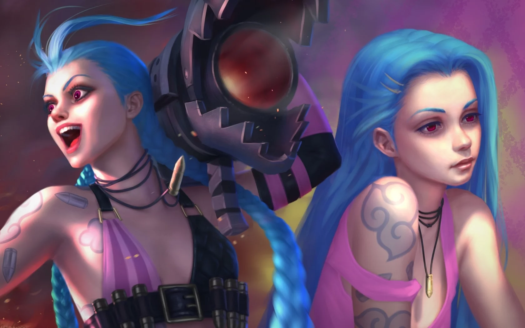 jinx, девушка, moba, oose annon, синие волосы