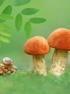 природа, улитка, грибы, шишка, макро