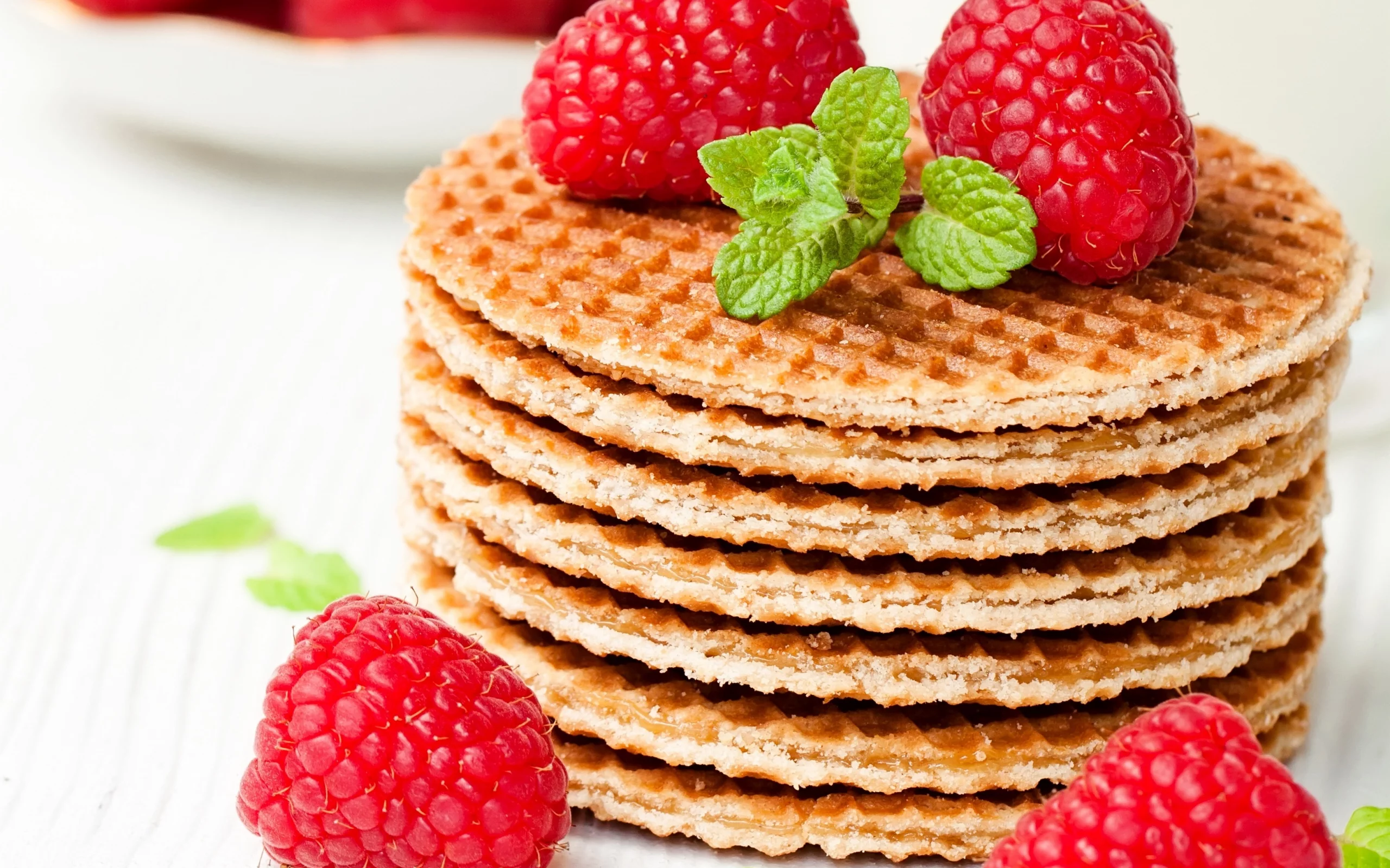 мята, raspberry, малина, ягоды, вафли, сладкое, bakery, выпечка, foliage