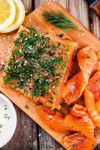 seafoods, рыба, специи, fish, соус, зелень, вкусно, lemons, лимон