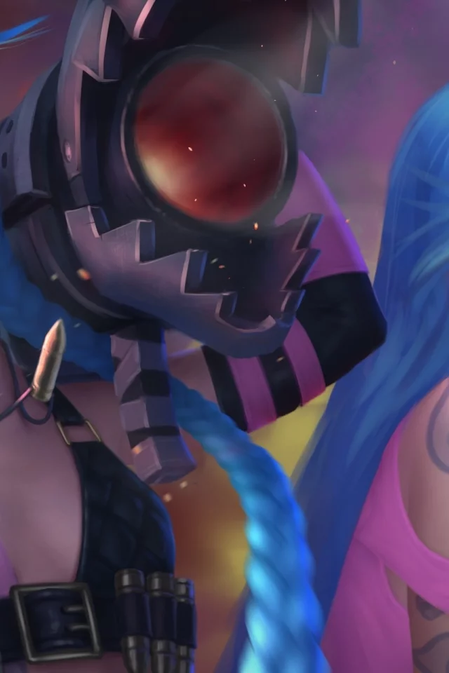 jinx, девушка, moba, oose annon, синие волосы