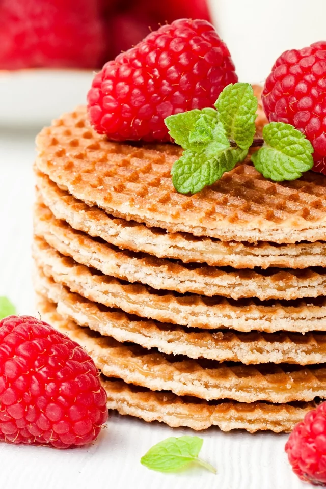 мята, raspberry, малина, ягоды, вафли, сладкое, bakery, выпечка, foliage