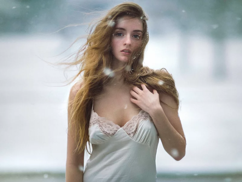 girl, outdoor, snow, cold, beauty