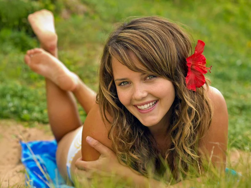 girl, outdoor, beauty, flower, natural