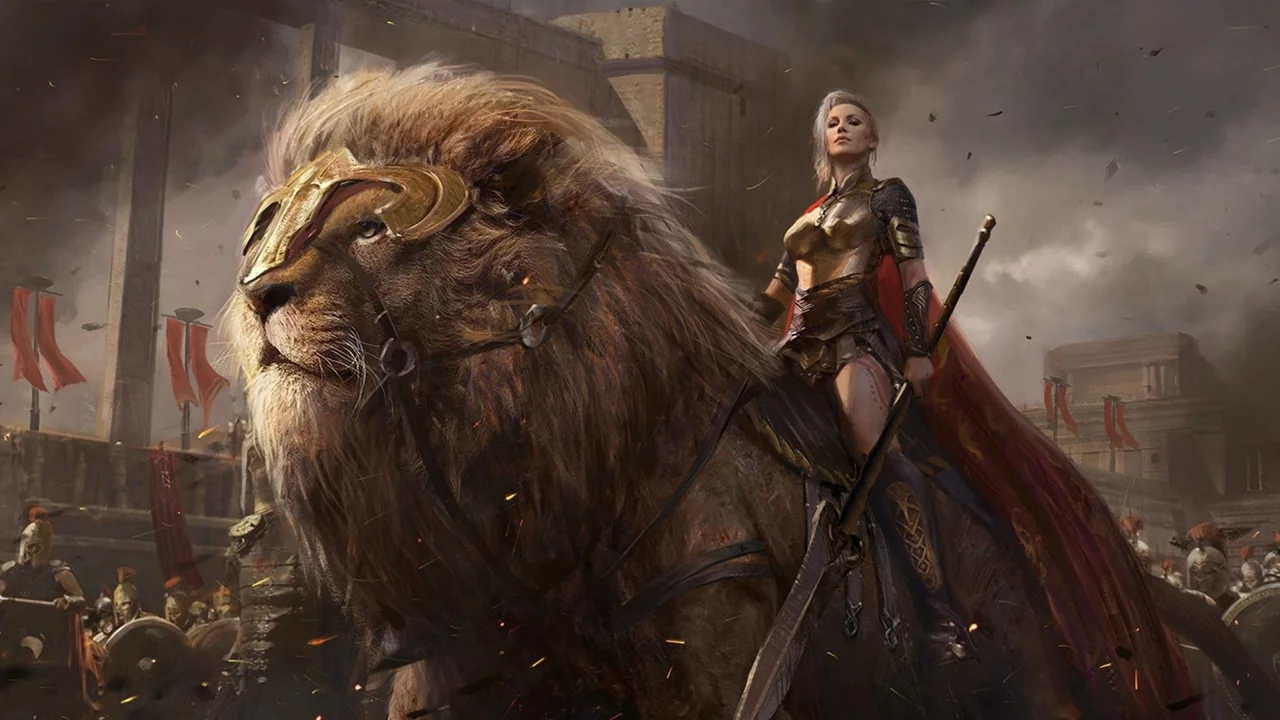 lion, power, army, ken, men, weapons, shield, swords, spears, sovereign, blades, giant lion, conquerors